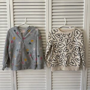 Cat & Jack Heart Print Gray Hoodie - Print Heart Cream Sweater